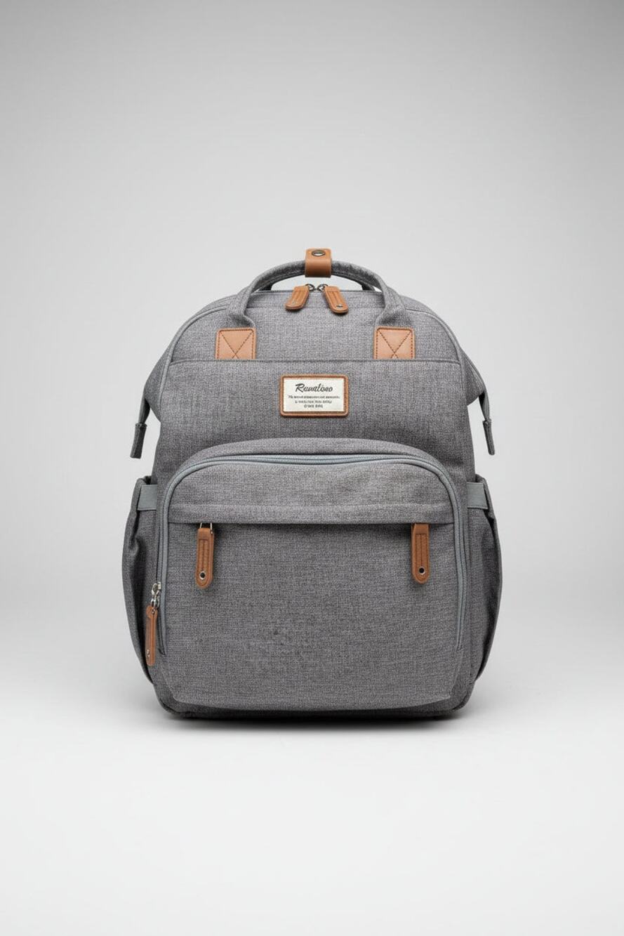 Ruvalino Diaper Bag Backpack Gray Multifunction Baby Bag Wide Open Travel